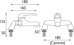 Technical image of Bristan Java Bath Filler Tap (Chrome).