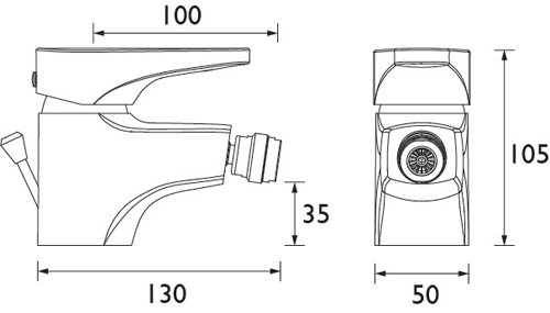 Technical image of Bristan Jute Bidet Mixer Tap With Pop Up Waste (Chrome).