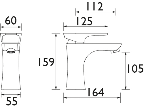 Technical image of Bristan Hourglass 1 Hole Bath Filler Tap (Copper Radiance).