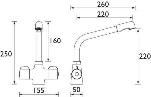 Technical image of Bristan Kitchen Easy Fit Manhattan Mixer Kitchen Tap (TAP ONLY, Br Nickel).