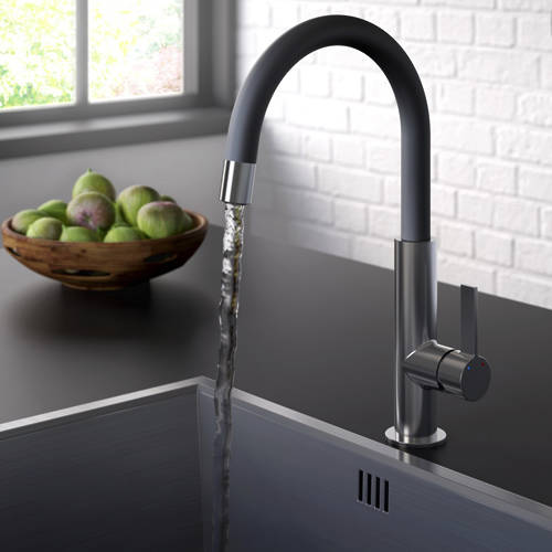 Larger image of Bristan Kitchen Melba Mixer Kitchen Tap (Chrome & Black).