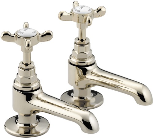 Larger image of Bristan 1901 Basin Taps, Gold Plated. N12GCD
