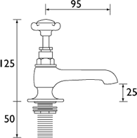 Technical image of Bristan 1901 Basin Taps, Gold Plated. N12GCD