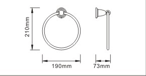 Technical image of Bristan 1901 Towel Ring (Gold).