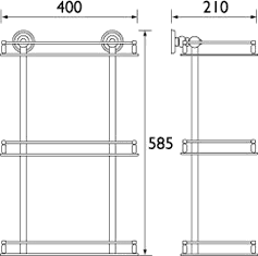 Technical image of Bristan 1901 3 Tier Glass Shelf, Chrome Plated.