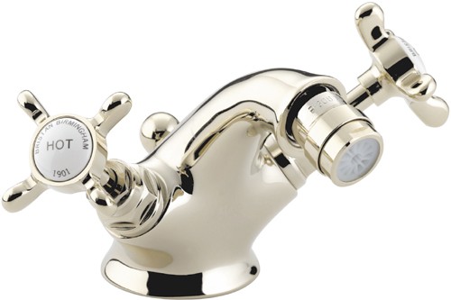 Larger image of Bristan 1901 Bidet Mixer Tap & Pop Up Waste, Gold Plated. NBIDGCD