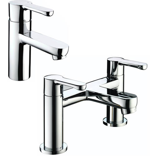 Larger image of Bristan Nero Basin & Bath Filler Tap Pack (Chrome).