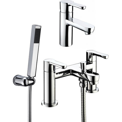 Larger image of Bristan Nero Basin & Bath Shower Mixer Tap Pack (Chrome).