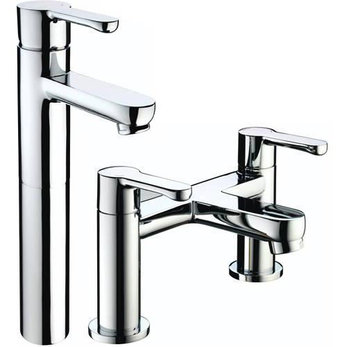 Larger image of Bristan Nero Tall Basin & Bath Filler Tap Pack (Chrome).