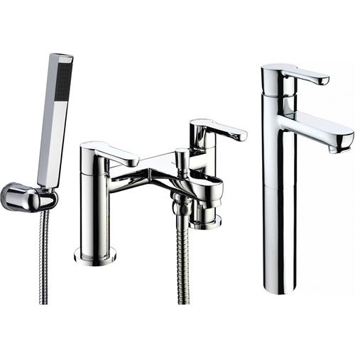 Larger image of Bristan Nero Tall Basin & Bath Shower Mixer Tap Pack (Chrome).
