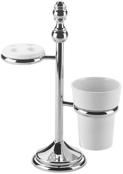 Larger image of Bristan 1901 Toothbrush & Tumbler Holder With Tumber, Chrome Plated.