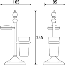 Technical image of Bristan 1901 Toothbrush & Tumbler Holder With Tumber, Chrome Plated.