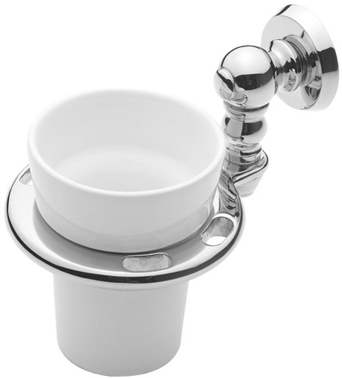 Larger image of Bristan 1901 Toothbrush & Tumbler Holder (Chrome) With Ceramic Tumbler.