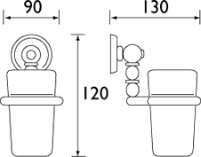 Technical image of Bristan 1901 Toothbrush & Tumbler Holder (Chrome) With Ceramic Tumbler.