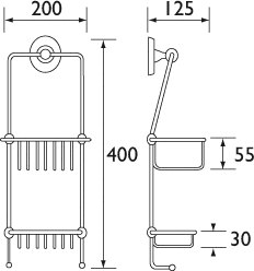 Technical image of Bristan 1901 Shower Tidy, Chrome Plated.