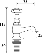 Technical image of Bristan 1901 Vanity Basin Taps, Gold Plated. NVANGCD