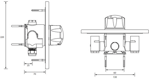 Technical image of Bristan Commercial Concealed Shower Valve (TMV3).