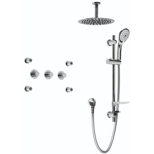 Larger image of Bristan Orb Shower Pack With Arm, Round Head, 4 x Jets & Slide Rail (Chrome).