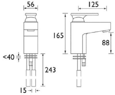 Technical image of Bristan Ovali 1 Tap Hole Bath Filler Tap (Chrome).