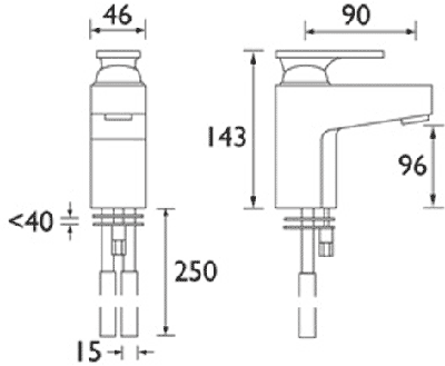 Technical image of Bristan Ovali Mono Basin Mixer Tap (Chrome).