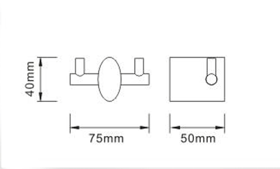 Technical image of Bristan Accessories Oval Double Robe Hook (Chrome).