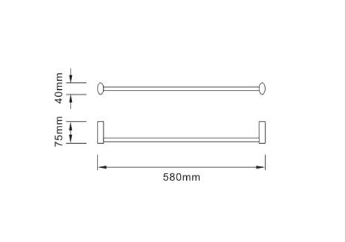 Technical image of Bristan Accessories Oval Towel Rail 580mm (Chrome).