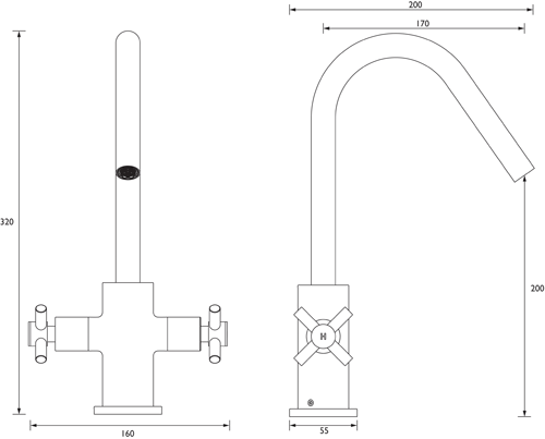 Technical image of Bristan Kitchen Easy Fit Pecan Mixer Kitchen Tap (TAP ONLY, Chrome).