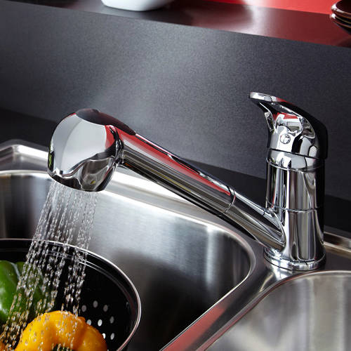 Larger image of Bristan Kitchen Pear Kitchen Tap With Pull Out Spray (Chrome).