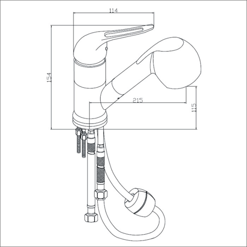 Technical image of Bristan Kitchen Pear Kitchen Tap With Pull Out Spray (Chrome).