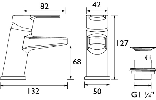 Technical image of Bristan Pisa Basin & Bath Filler Tap Pack (Chrome).