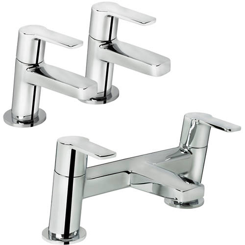 Larger image of Bristan Pisa Basin & Bath Filler Tap Pack (Chrome).