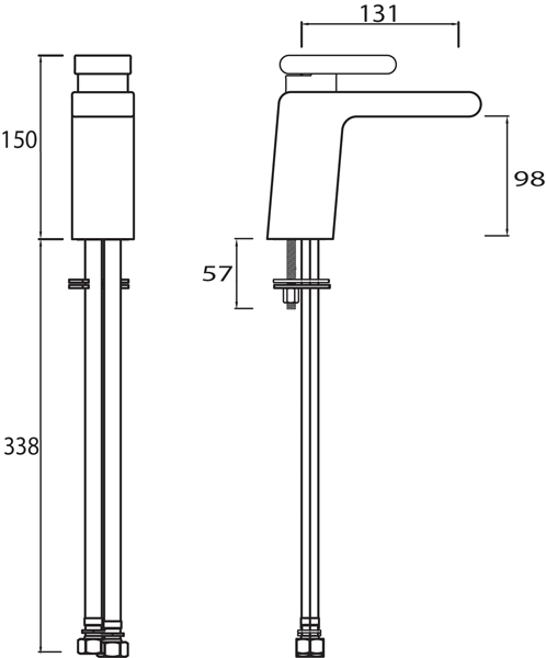 Technical image of Bristan Pivot 1 Hole Bath Filler Tap (Chrome).