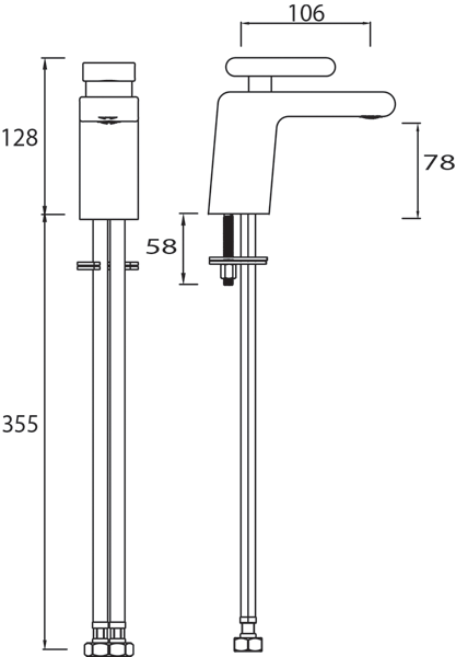 Technical image of Bristan Pivot Basin & 1 Hole Bath Filler Taps Pack (Chrome).