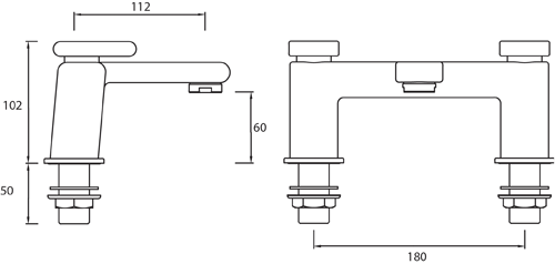 Technical image of Bristan Pivot Basin & Bath Filler Taps Pack (Chrome).
