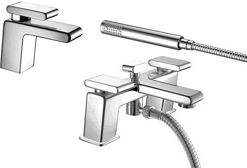 Larger image of Bristan Pivot Basin & Bath Shower Mixer Taps Pack (Chrome).