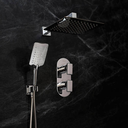 Larger image of Bristan Pivot Shower Pack With Arm, Square Head & Handset (Chrome).
