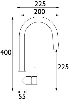 Technical image of Bristan Prism Mixer Kitchen Tap (Chrome).