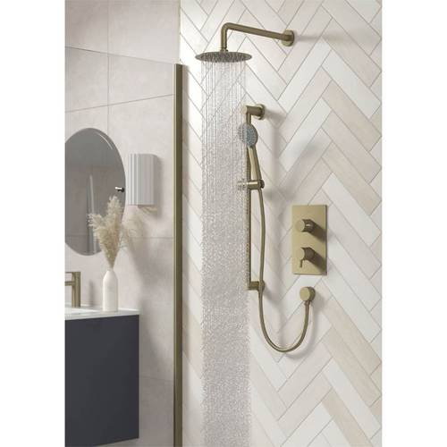 Example image of Bristan Prism Thermostatic Shower Package (Brushed Brass).