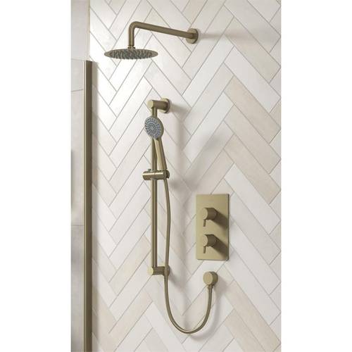 Example image of Bristan Prism Thermostatic Shower Package (Brushed Brass).
