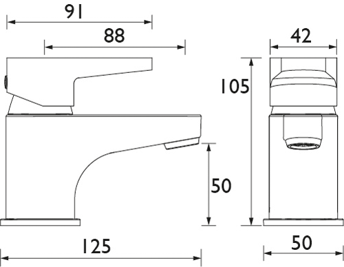 Technical image of Bristan Quest Basin Mixer Tap (Chrome).