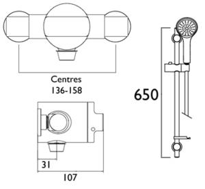 Technical image of Bristan Quest Exposed Shower Valve With Slide Rail Kit (Chrome).