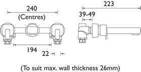 Technical image of Bristan Qube Wall Mounted Bath Filler Tap (Chrome).