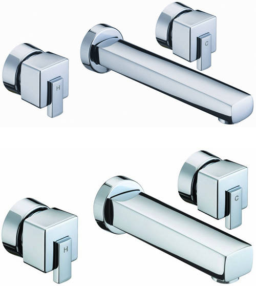 Larger image of Bristan Qube Wall Mounted Basin & Bath Filler Tap Pack (Chrome).