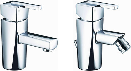 Larger image of Bristan Qube Mono Basin & Bidet Taps Pack (Chrome).