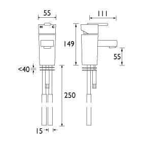 Technical image of Bristan Qube Mono Basin & Bidet Taps Pack (Chrome).