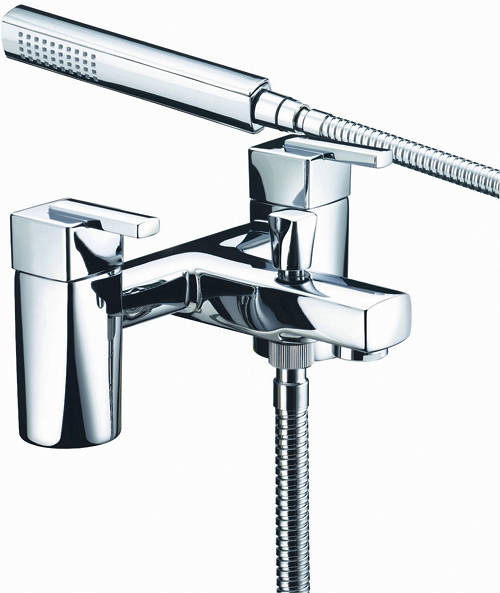 Example image of Bristan Qube Basin & Bath Shower Mixer Taps Pack (Chrome).