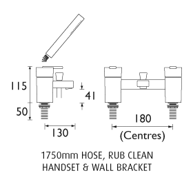 Technical image of Bristan Qube Tall Basin & Bath Shower Mixer Taps Pack (Chrome).
