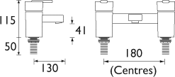 Technical image of Bristan Qube Basin, Bidet & Bath Filler Taps Pack (Chrome).