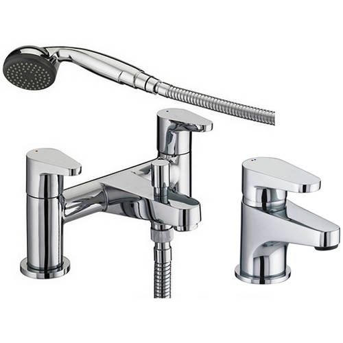 Larger image of Bristan Quest Basin & Bath Shower Mixer Tap Pack (Chrome).