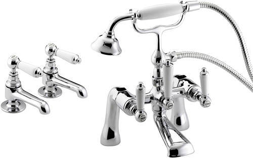 Larger image of Bristan Renaissance Basin & Bath Shower Mixer Taps Pack (Chrome).